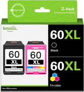 60XL Ink Cartridge Combo Pack (2 Pack,1Black/1Tricolor) -LOMENTI Compatible Ink Cartridges Replacement for HP 60XL Ink Cartridge for Deskjet F4480 F4580 D2530 photoSmart C4795 D110a Printer