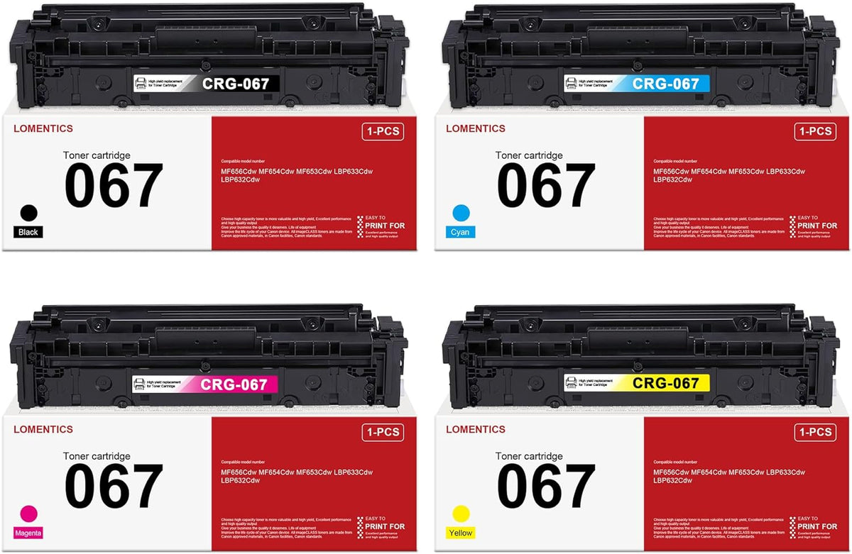 067 067H Toner Cartridge Set (4-Pack, Black Cyan Magenta Yellow) - Loment Compatible 067 Toner Cartridges Replacement for Canon 067 Toner MF656Cdw MF654Cdw MF653Cdw LBP633Cdw LBP632Cdw Printer