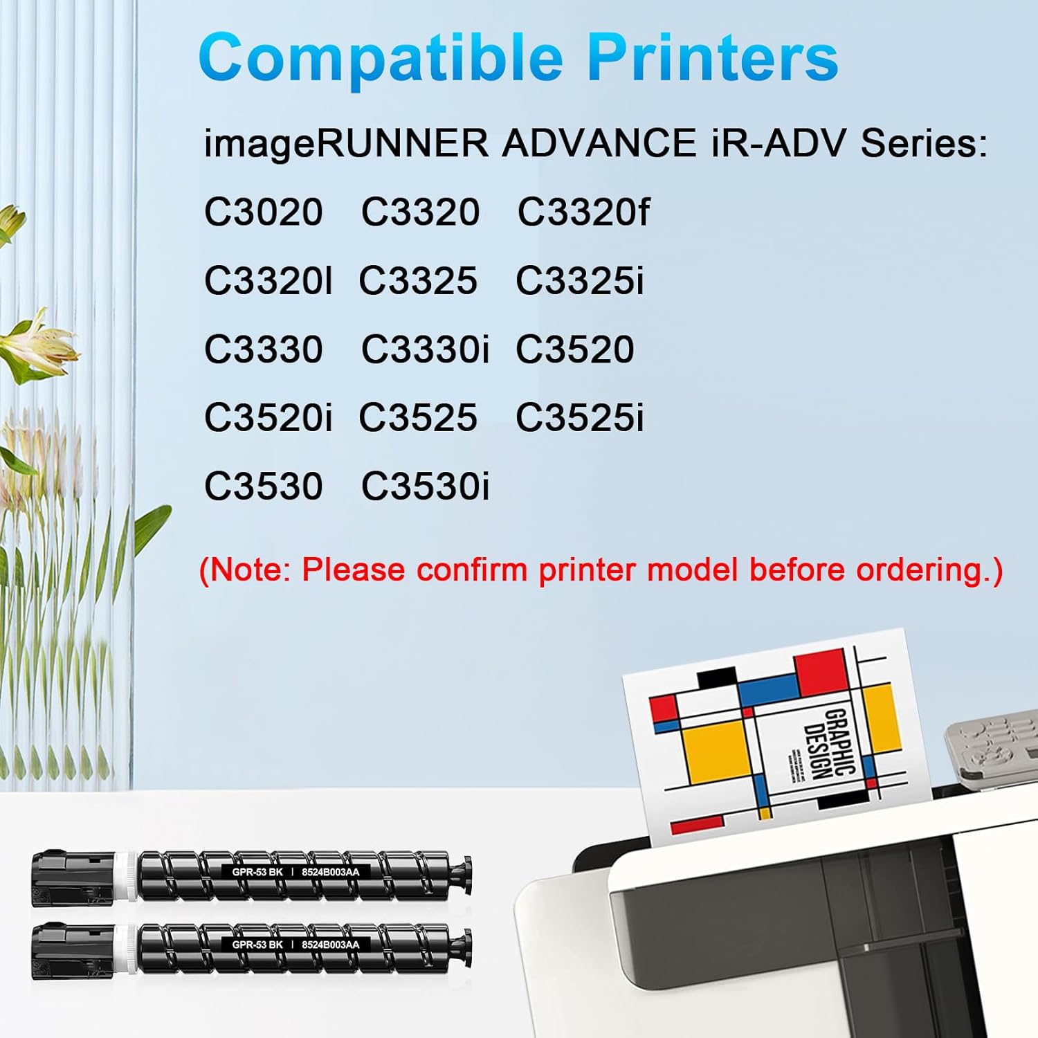 GPR53 GPR-53 High-Yield Toner Cartridge Replacement for Canon GPR-53 GPR53 8524B003AA for ImageRunner Advance iR-ADV C3020 C3320 C3325 C3330 C3520 C3525 C3530 Printer (2 Black)